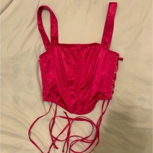 PINK SATIN CORSET SIZE LARGE LIKE NEW CUTE STYLE